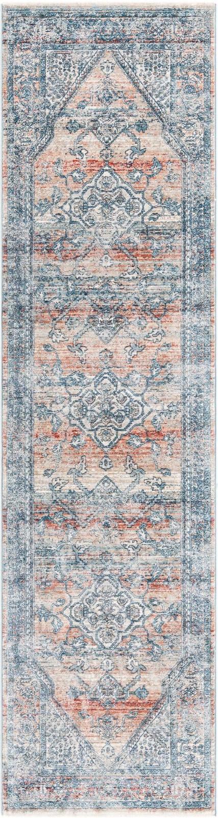 2' 7 x 10' 2 Opal · Medallion rug, blue and terracotta