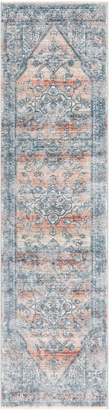 2' 7 x 10' 2 Opal · Medallion rug, blue and terracotta