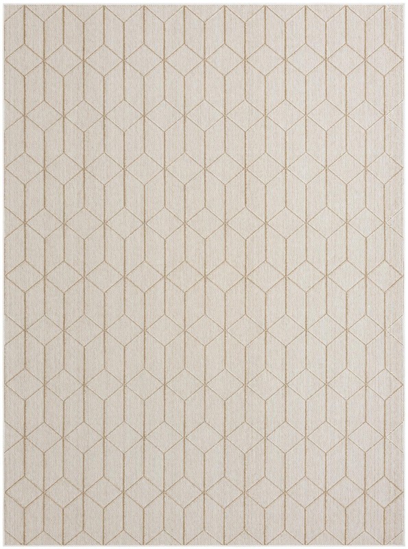 9' x 12' Jasper · Geometric diamond Outdoor Rug, beige and cream