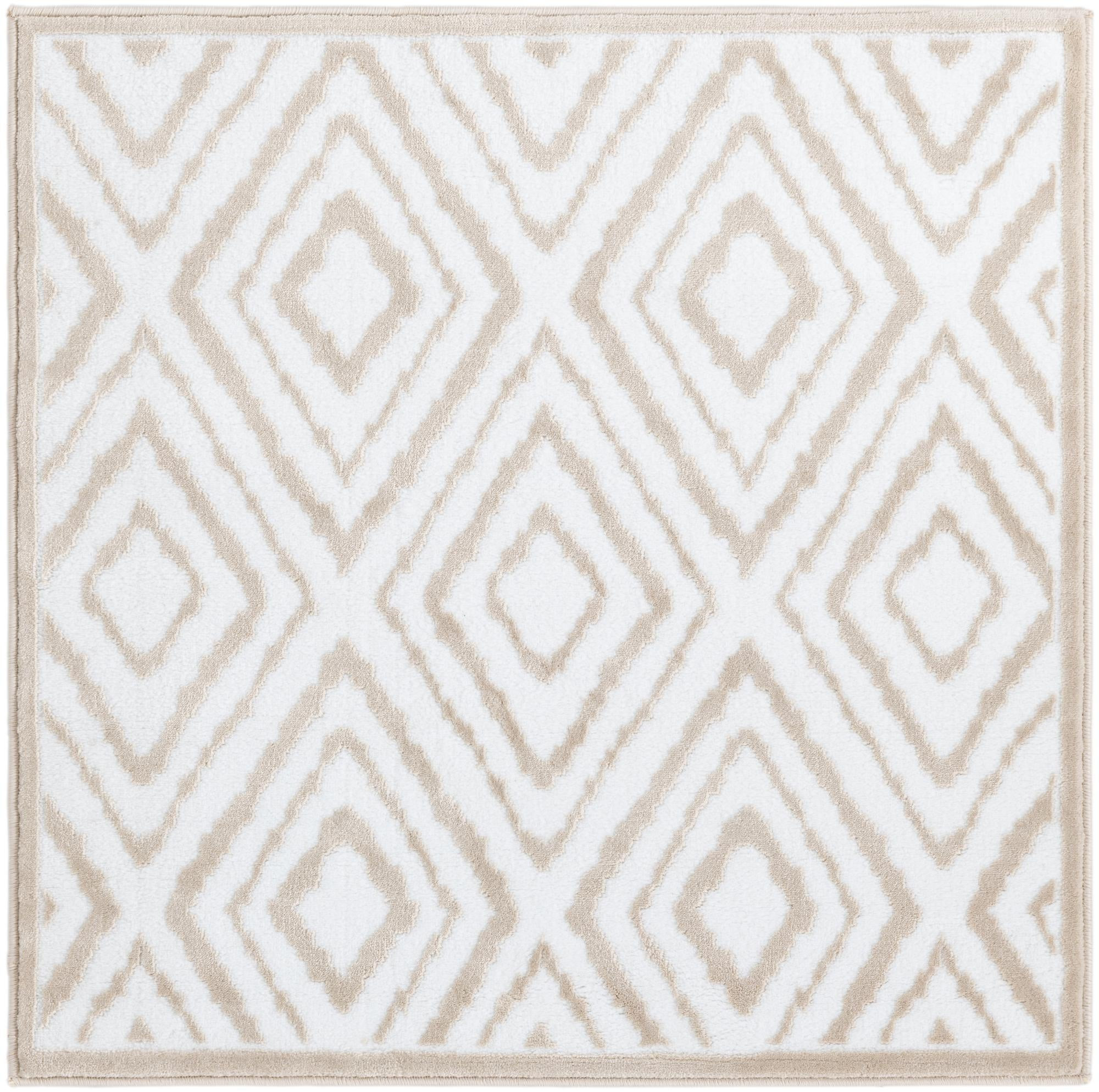 3' 3 x 3' 3 Brattleboro · Border rug, snow white