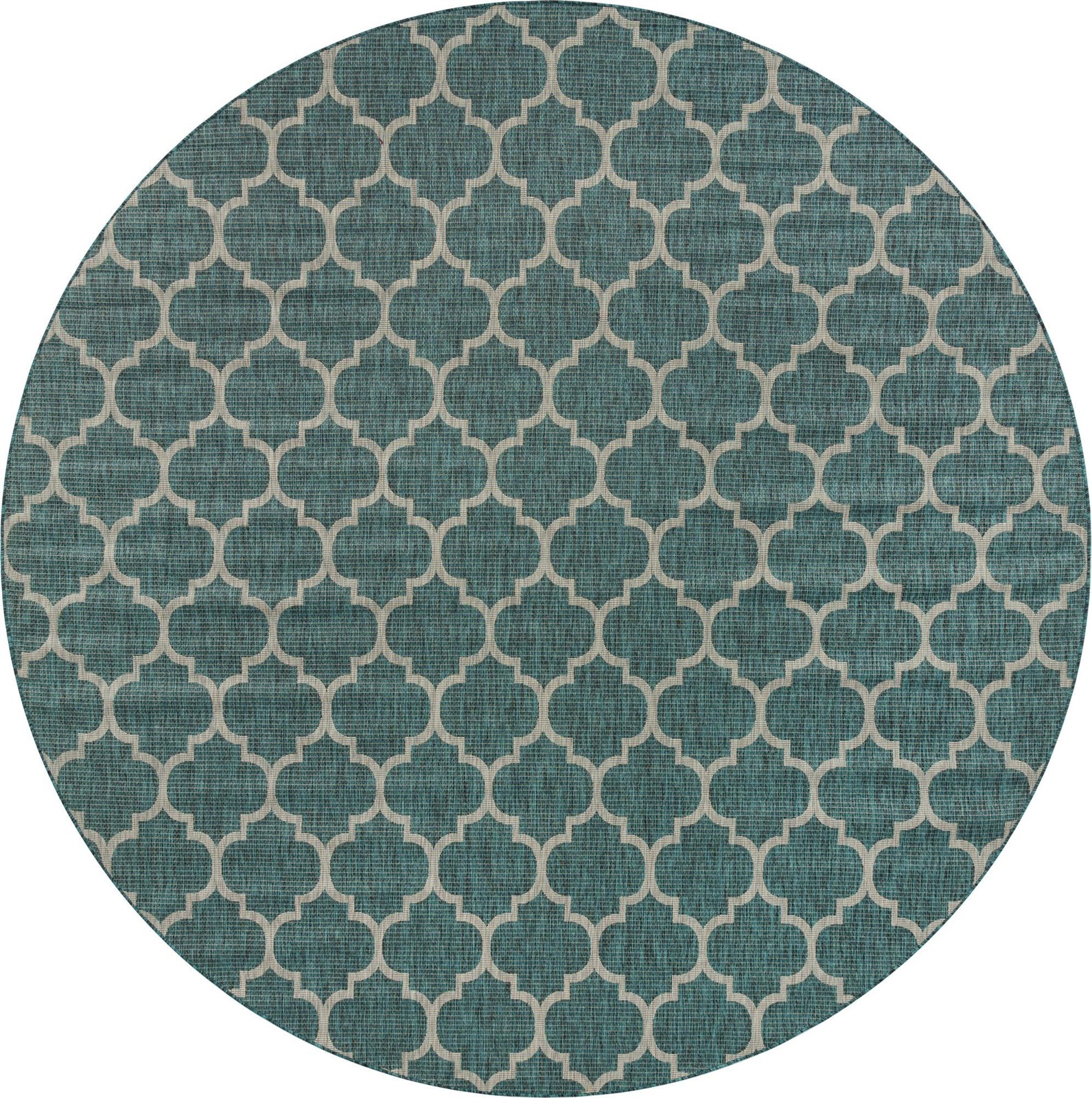 13' x 13' Fanshawe · Lattice Outdoor Rug, teal and gray