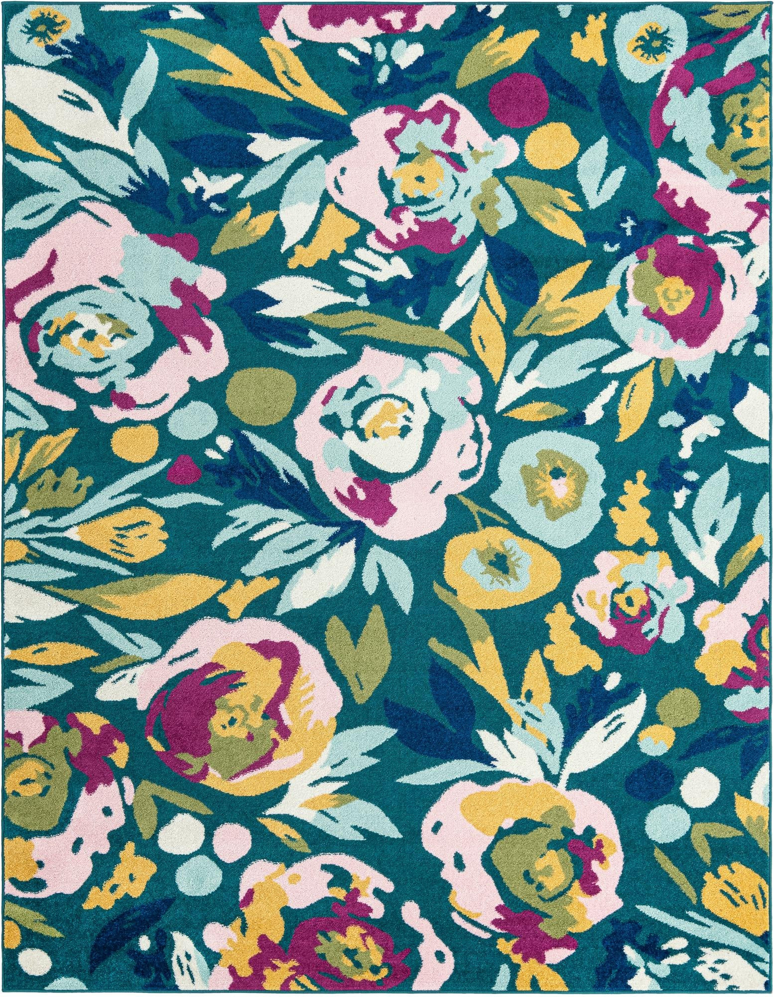 7' 10 x 10' Millicent · Floral / botanical rug, teal