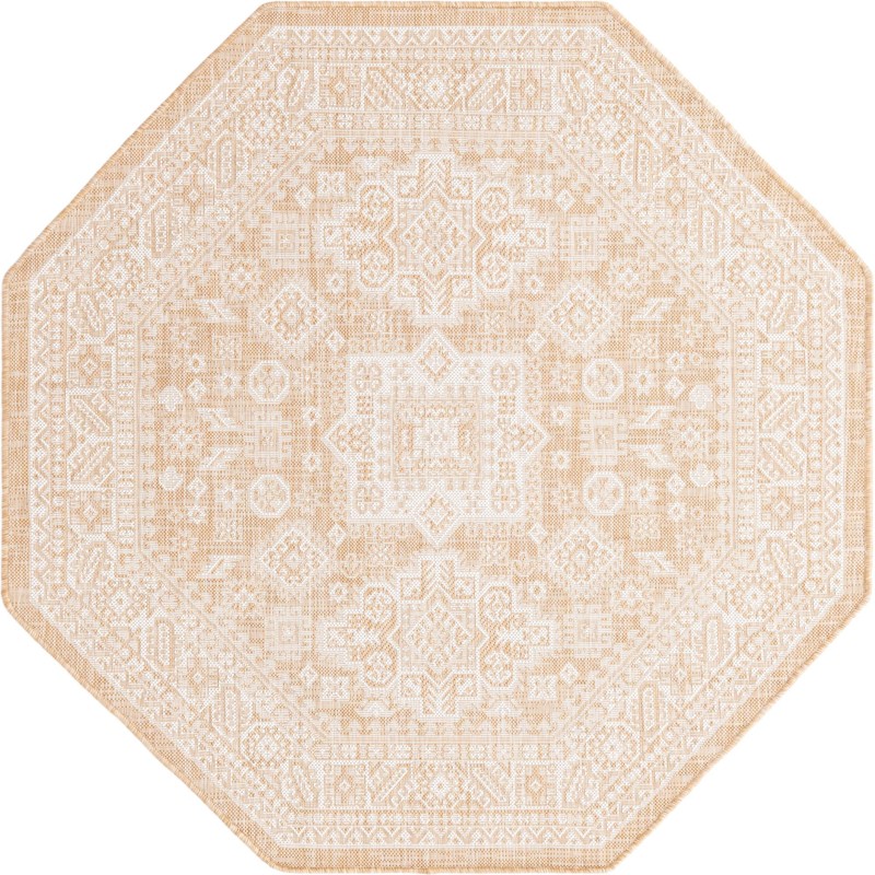 Bellamy · Geometric medallion Outdoor Rug, natural and ivory