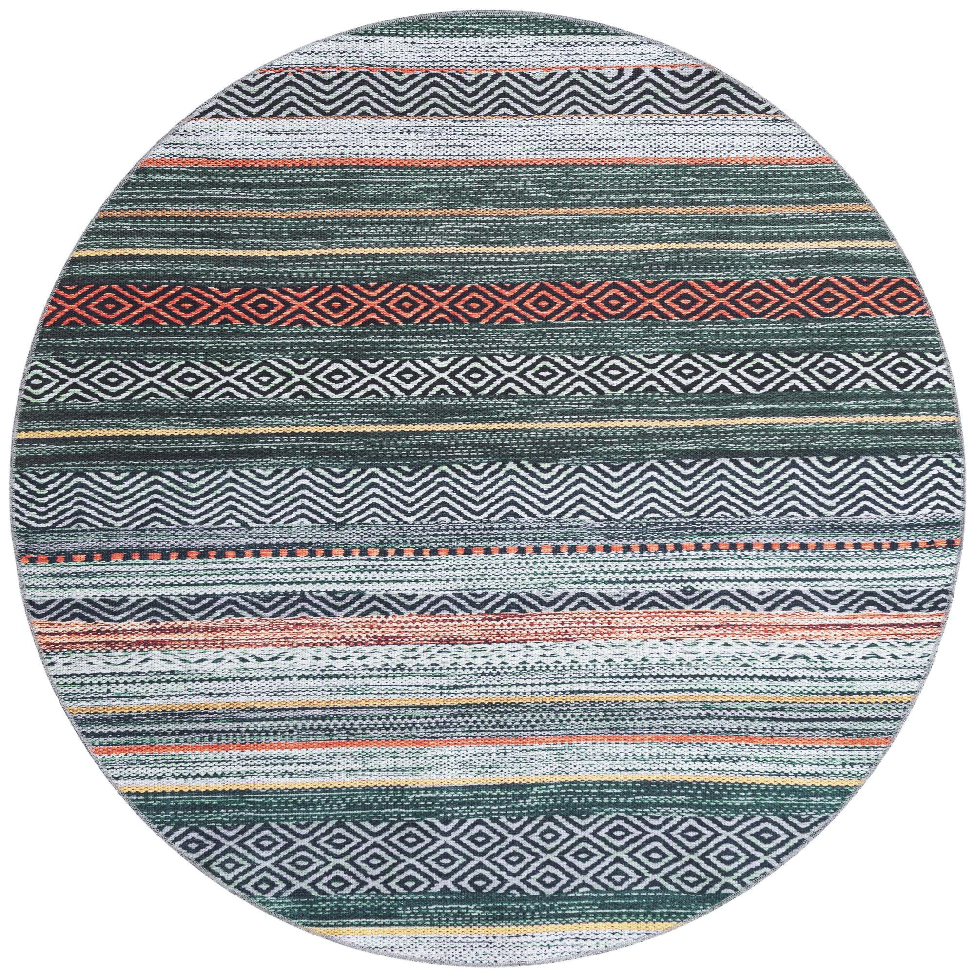 6' x 6' Pagosa · Chevron Washable Rug, green