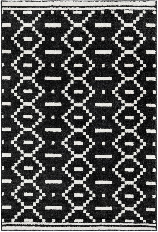 4' x 6' Rankin · Geometric diamond rug, black and ivory