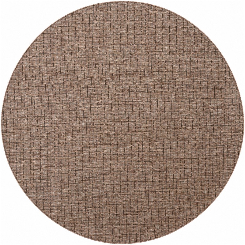 6' x 6' Loam · Checkered Outdoor Rug, light brown