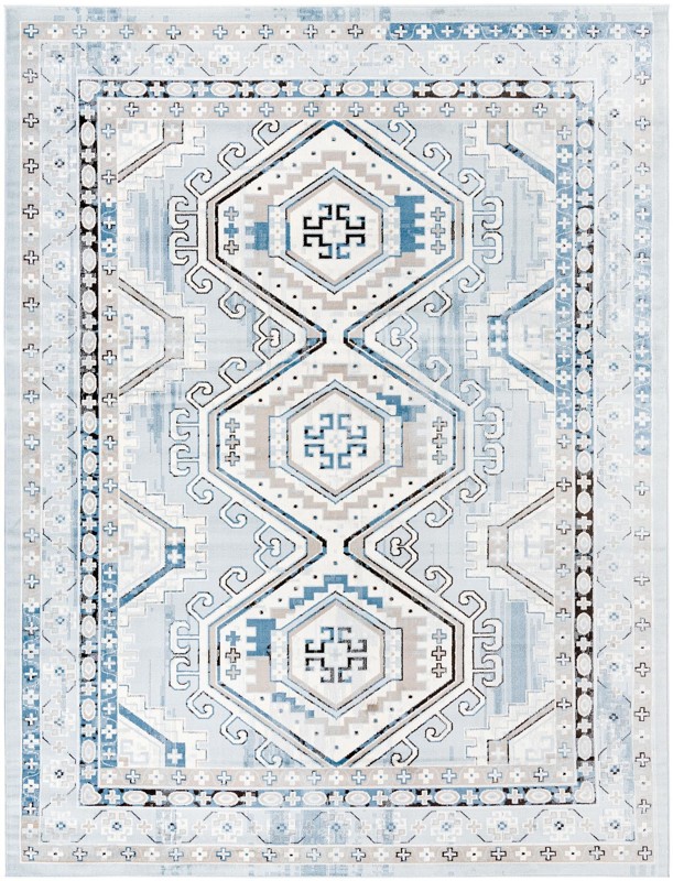 10' x 13' Harmon · Border rug, aqua blue