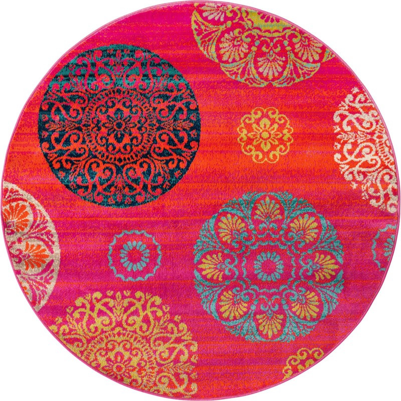 Kendrick · Medallion rug, pink and turquoise