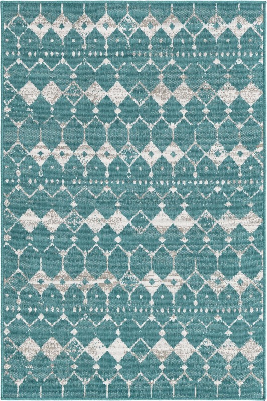 4' x 6' Stowe · Diamond Outdoor Rug, teal