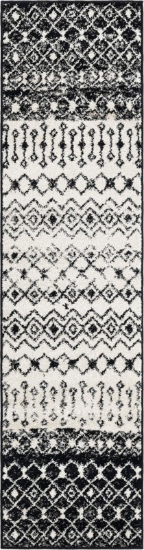 2' x 8' Vernon · Tribal geometric rug, black and white