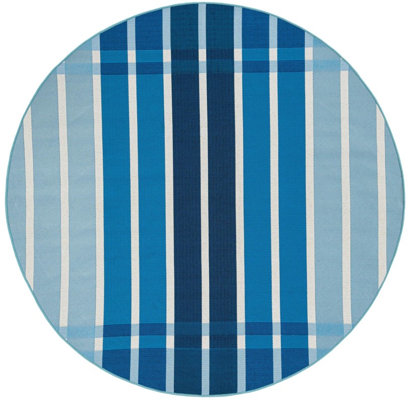 6' x 6' Lomax · Striped Outdoor Rug, shades of blue