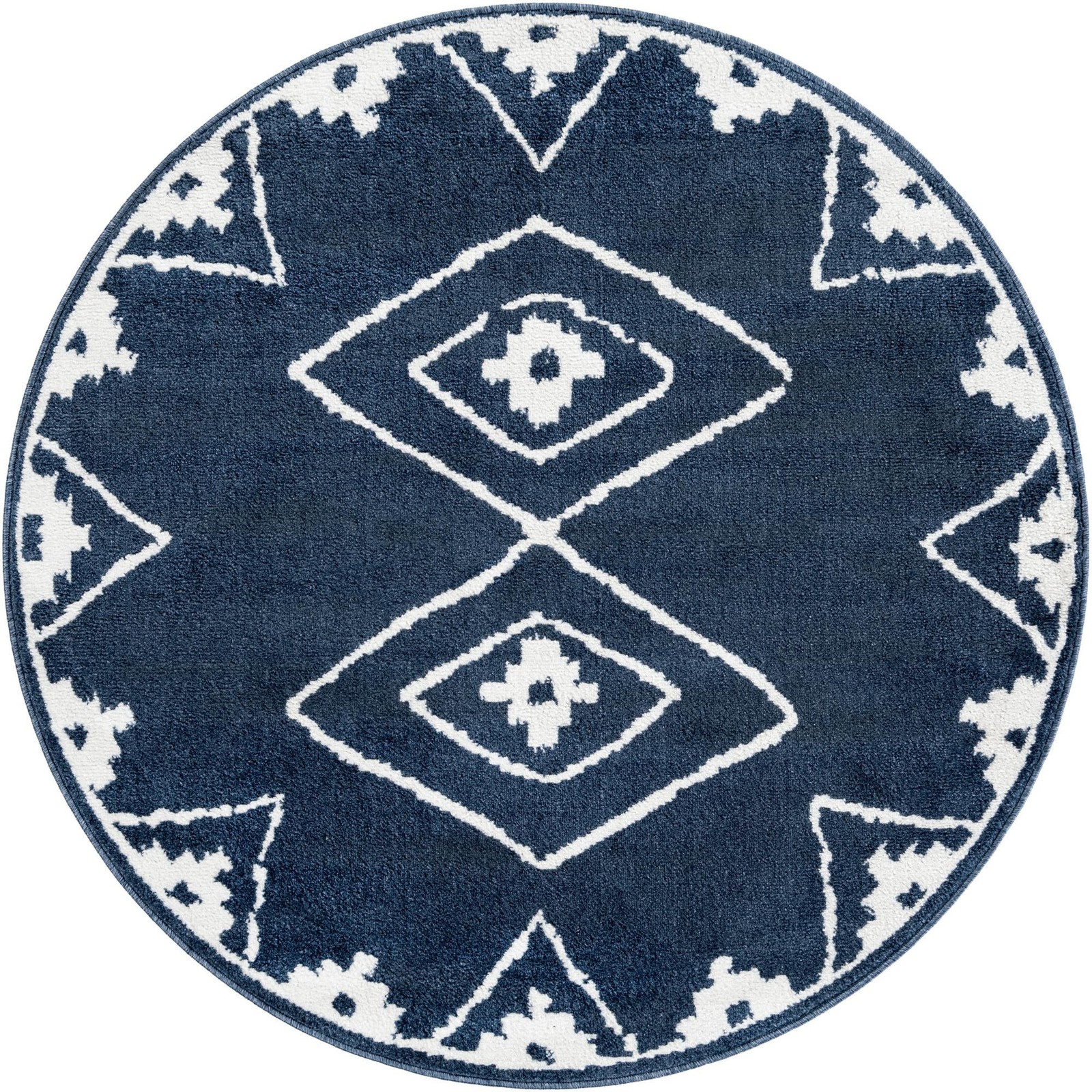 5' x 5' Sumac · Border rug, blue