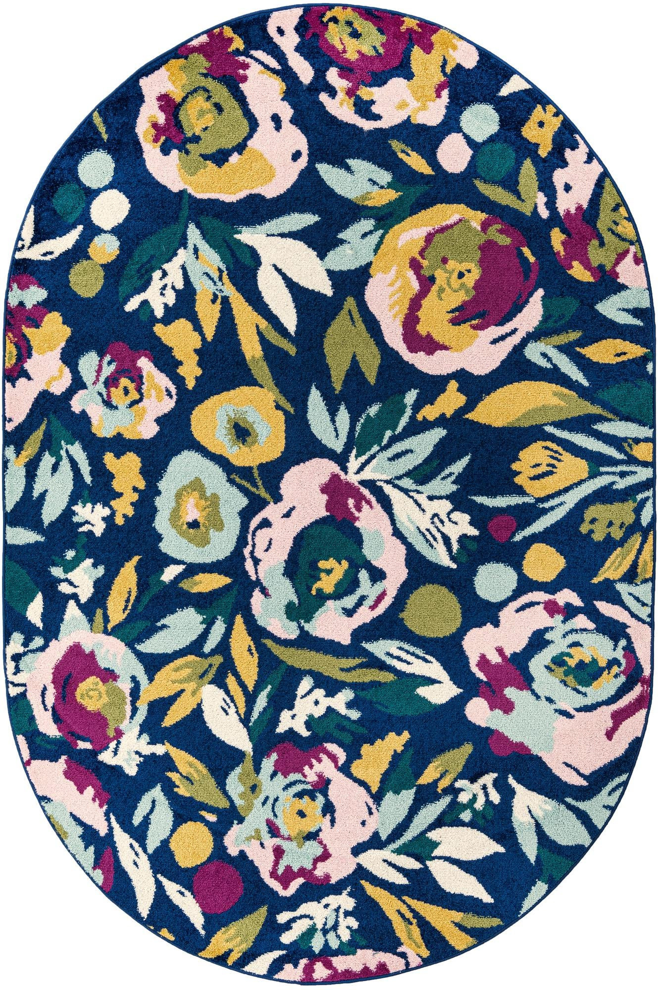 5' 3 x 7' 10 Millicent · Floral / botanical rug, navy