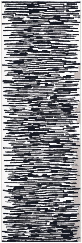 2' x 6' Clemson · Abstract striped rug, black and ivory