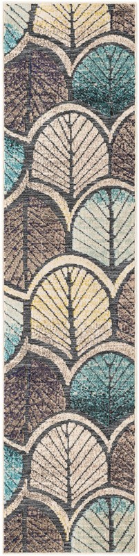 2' x 8' Brice · Floral / botanical Outdoor Rug, gray blue ivory