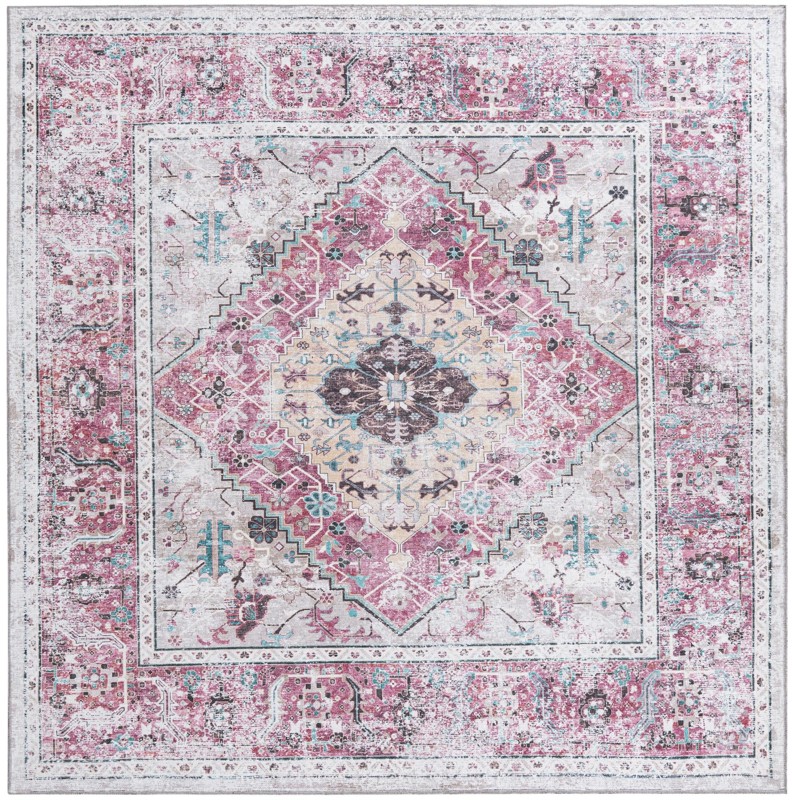7' 10 x 7' 10 Trillium · Medallion Washable Rug, coral and ivory