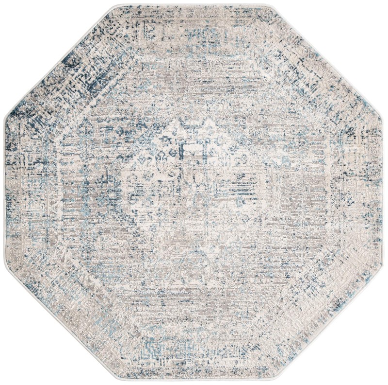 5' 3 x 5' 3 Gannet · Medallion rug, ivory and blue