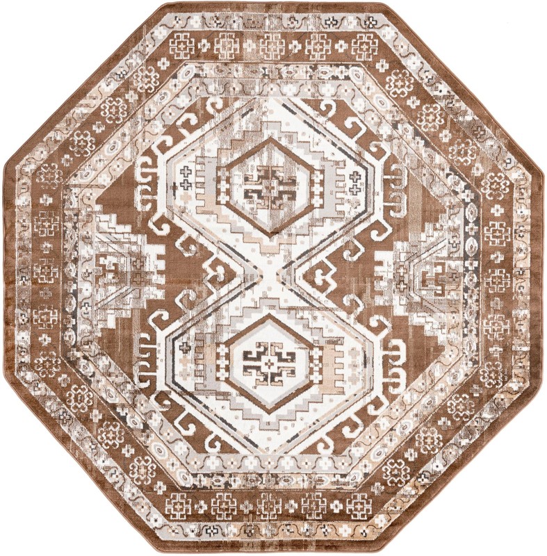7' 10 x 7' 10 Harmon · Border rug, brown