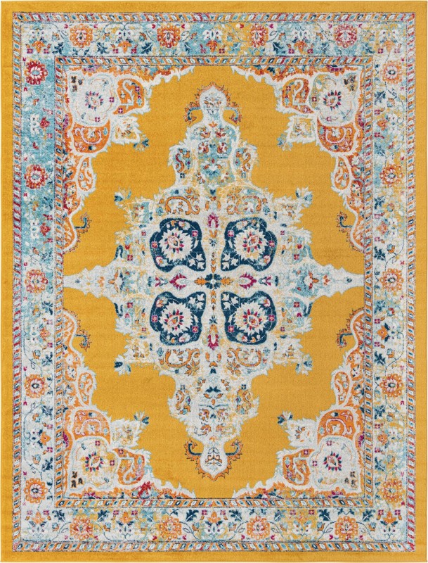10' x 13' Selby · Border rug, yellow