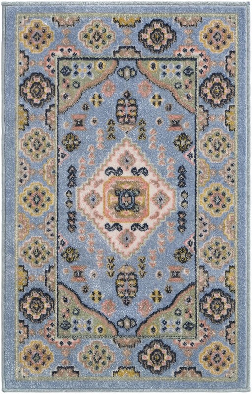 Middlebury · Medallion Washable Rug, light blue and green