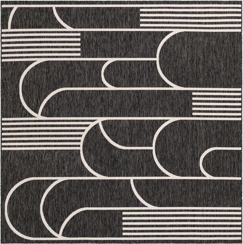 7' 10 x 7' 10 Prudence · Geometric Outdoor Rug, black and white