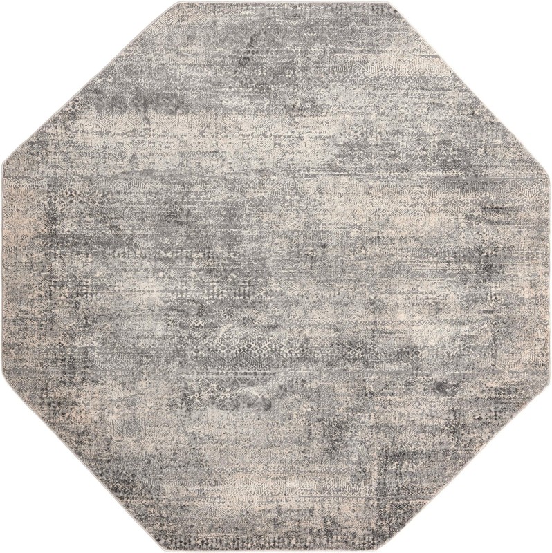 7' 10 x 7' 10 Pryor · Distressed traditional rug, gray and ivory