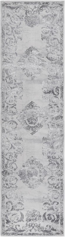 2' x 8' Crockett · Border rug, gray