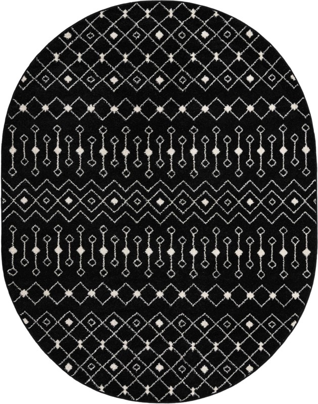 7' 10 x 10' Boswell · Geometric trellis rug, black and white