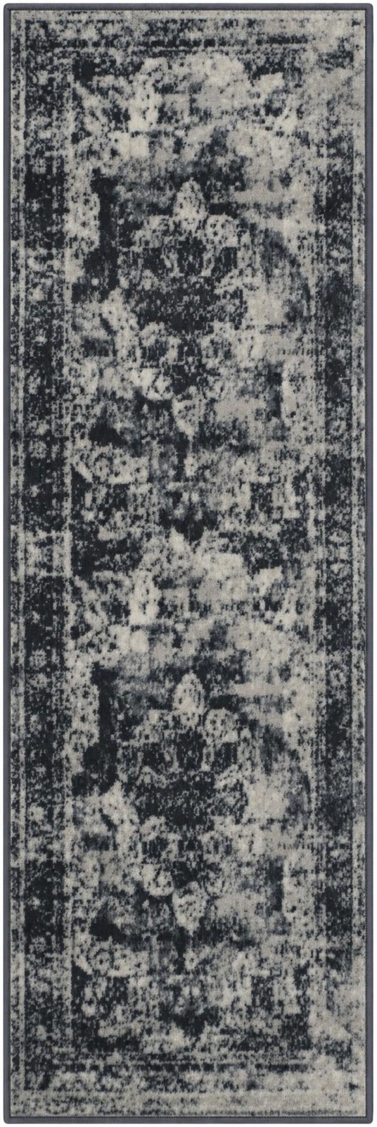 2' x 6' Blakemore · Distressed medallion rug, slate and ivory