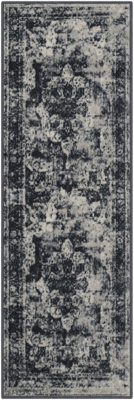 2' x 6' Blakemore · Distressed medallion rug, slate and ivory