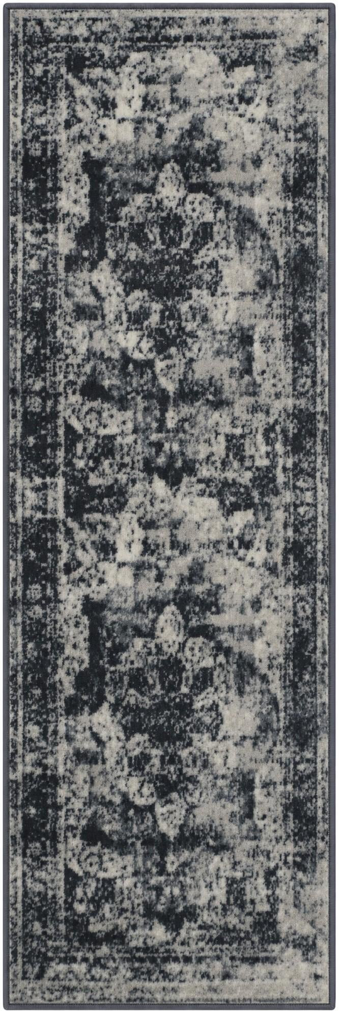 2' x 6' Blakemore · Distressed medallion rug, slate and ivory