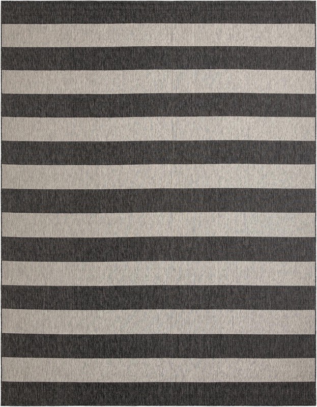 Dahlia · Striped Outdoor Rug, charcoal