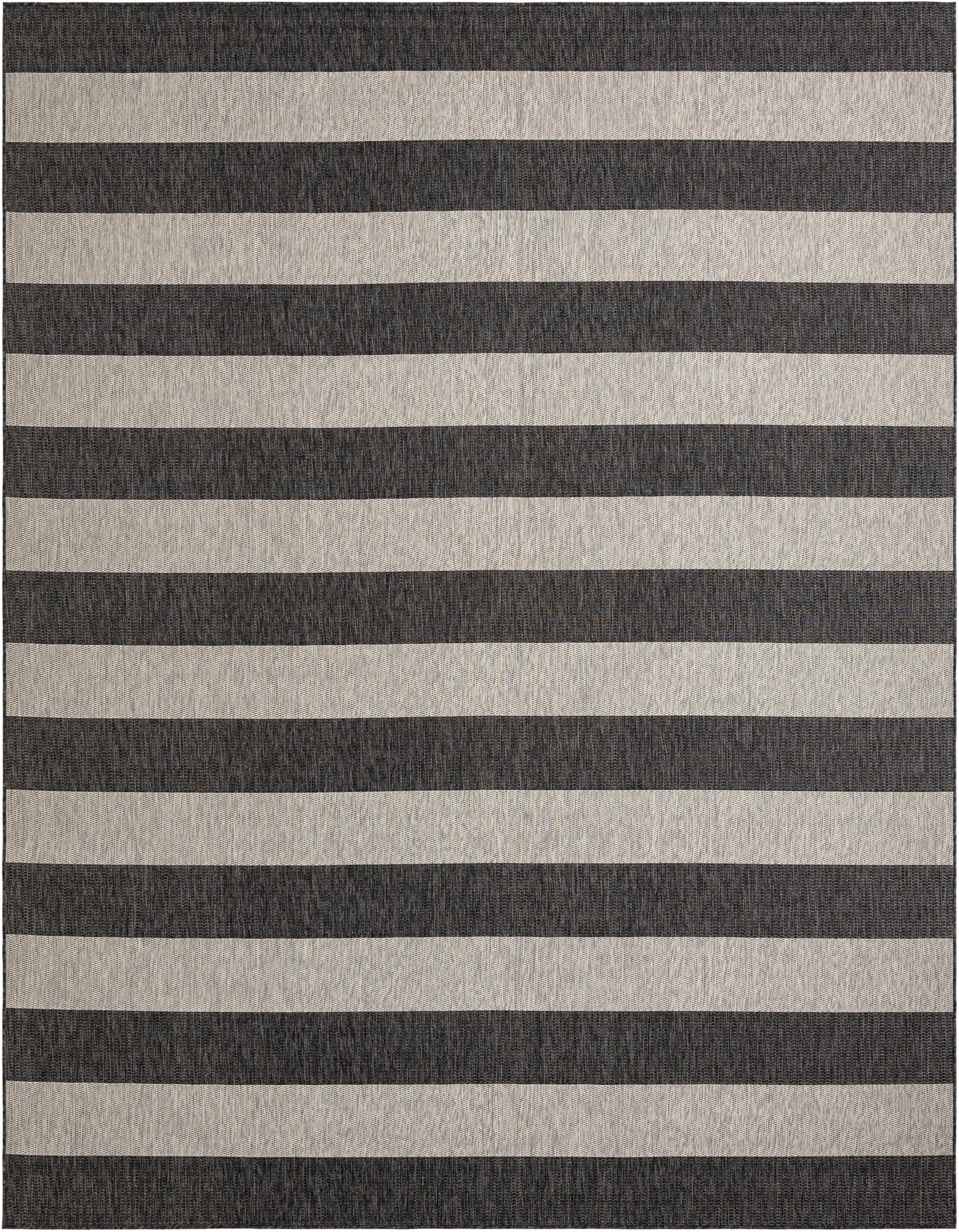 10' x 13' Dahlia · Striped Outdoor Rug, charcoal