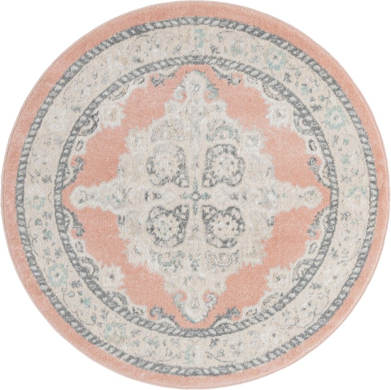 5' x 5' Selby · Border rug, rose