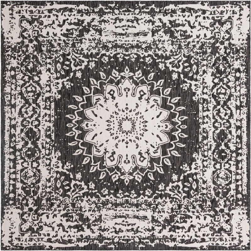 10' x 10' Royce · Medallion Outdoor Rug, black and white