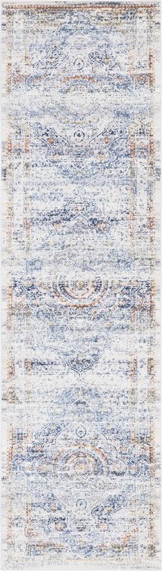 Leaver · Distressed medallion rug, blue and gray