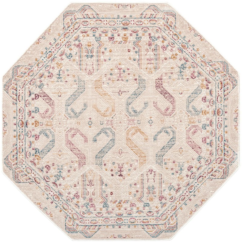5' 3 x 5' 3 Livingston · Tribal geometric rug, ivory and multi