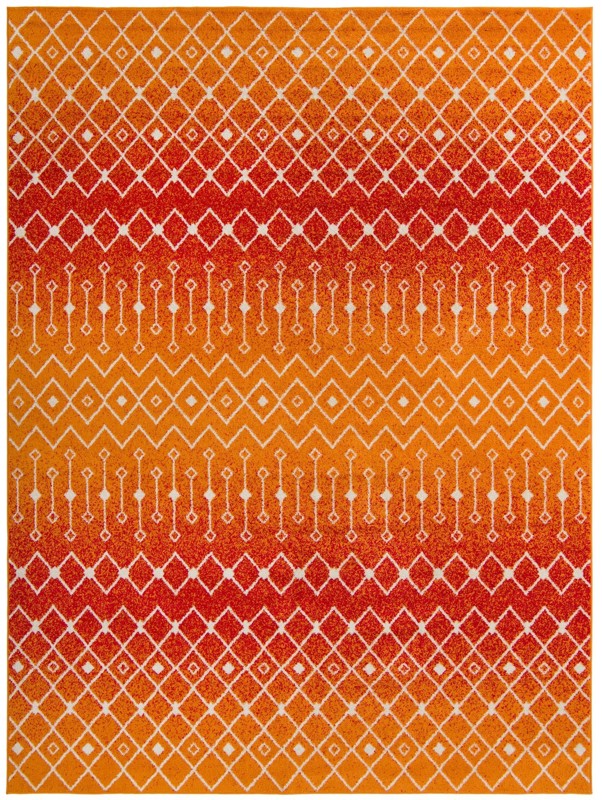 10' x 13' Boswell · Geometric diamond rug, orange and ivory