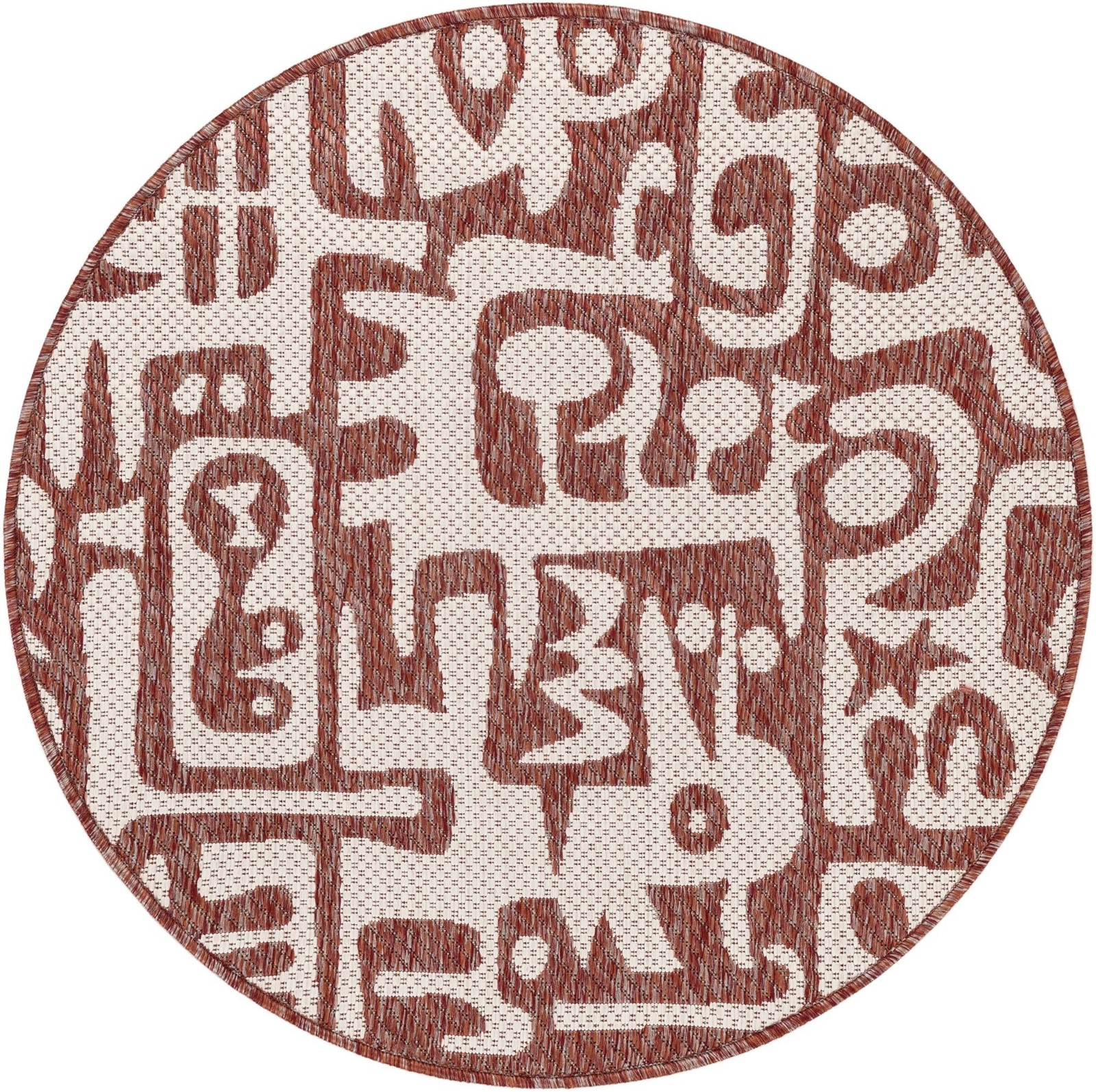 3' x 3' Hungerford · Abstract Outdoor Rug, rust red