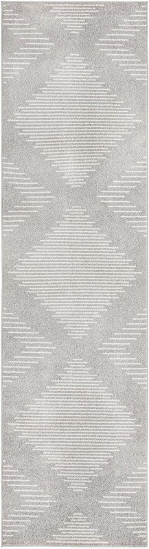 3' 3 x 12' Knox · Geometric diamond rug, gray and ivory