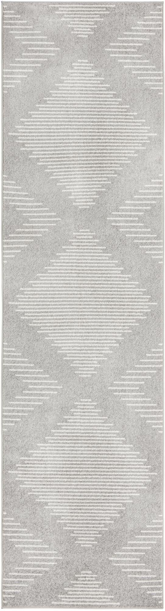 3' 3 x 12' Knox · Geometric diamond rug, gray and ivory