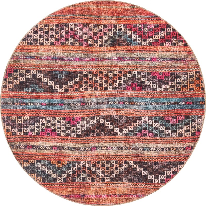 Wetherby · Tribal striped Washable Rug, rust and black