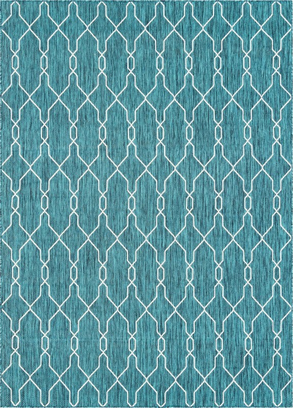 Bronson · Geometric Outdoor Rug, teal