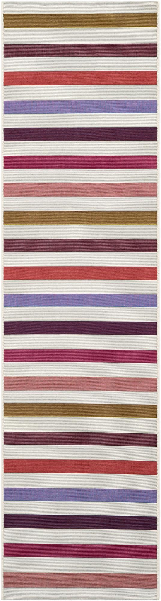 2' x 8' Lomax · Striped Outdoor Rug, multicolor and white