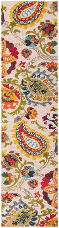 2' 7 x 10' Woolley · Floral / botanical Outdoor Rug, multi beige