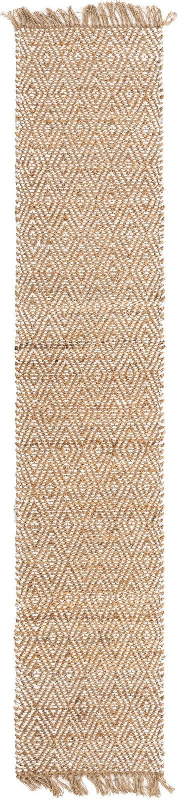 2' 2 x 10' Holland · Geometric diamond Braided Jute Rug, natural and ivory