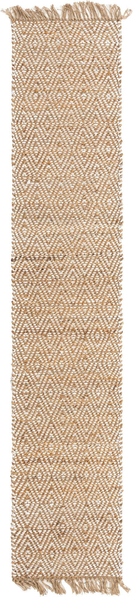 2' 2 x 10' Holland · Geometric diamond Braided Jute Rug, natural and ivory