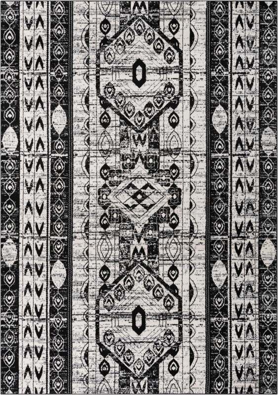 Grouse · Tribal medallion rug, black and white