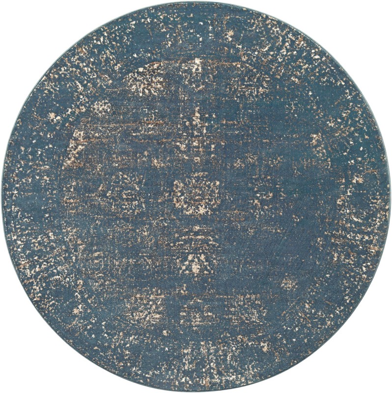 Blakemore · Distressed medallion rug, blue and ivory