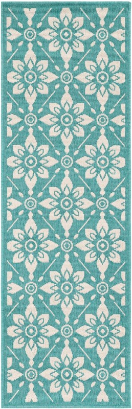 2' x 6' Selwyn · Floral / botanical Outdoor Rug, teal